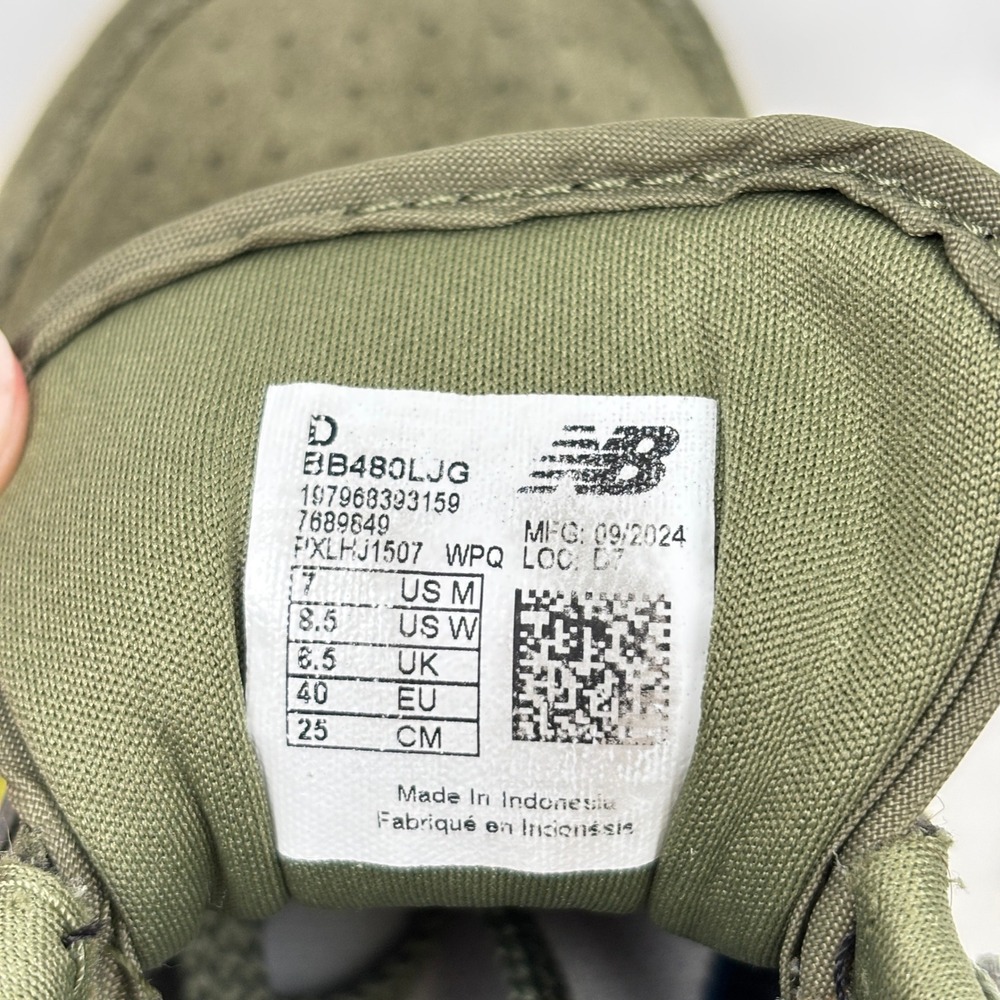New Balance 480 Suede Sneakers Olive Green Neon Yellow Mens 7 Womens 8.5 - Picture 8 of 10